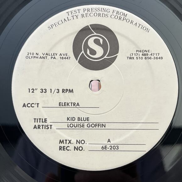 Louise Goffin Kid Blue Vinyl LP 1979 Elektra 6E-203 White Label Test Pressing - Picture 2 of 6